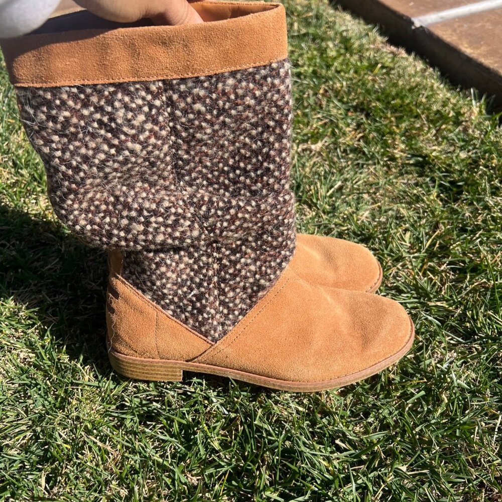 Toms Boots Womens Size 8 Serra Slouch Winter Tall Pull On 710515 Brown Leather
